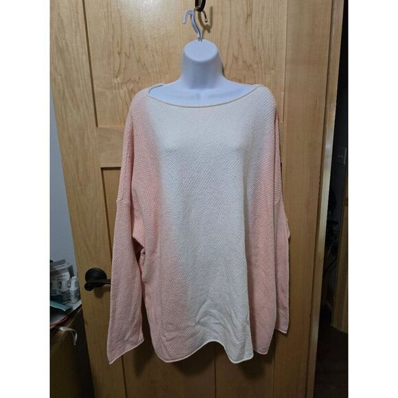 Pure Jill Womens 3X Ombre Sweater Pink & White Cotton Blend - Picture 2 of 7